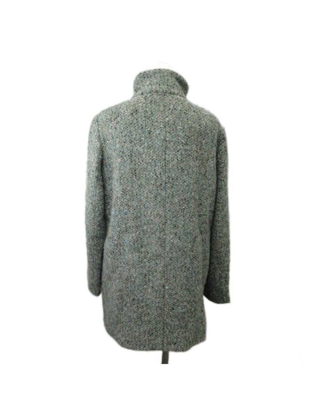 Max Mara Studio Stand Color Coat Wool 36 Green Tweed Long Sleeve Mid Length Pp View 2